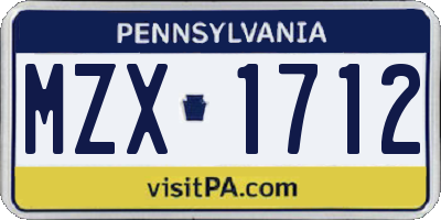 PA license plate MZX1712