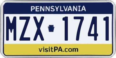 PA license plate MZX1741