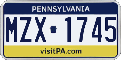 PA license plate MZX1745