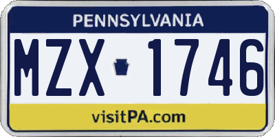 PA license plate MZX1746