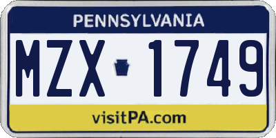 PA license plate MZX1749