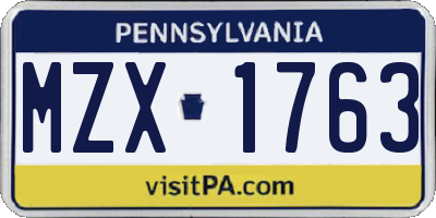 PA license plate MZX1763