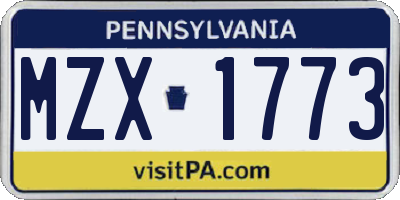 PA license plate MZX1773