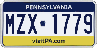 PA license plate MZX1779