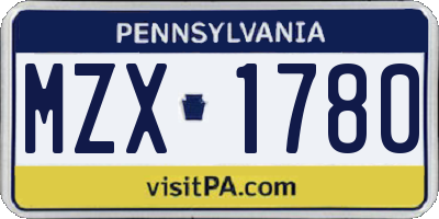 PA license plate MZX1780