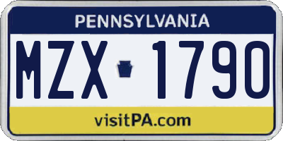 PA license plate MZX1790