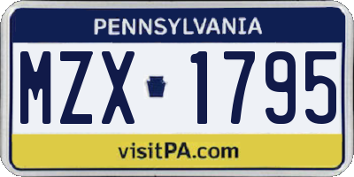 PA license plate MZX1795