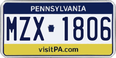 PA license plate MZX1806