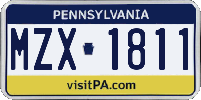 PA license plate MZX1811