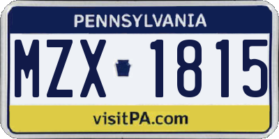 PA license plate MZX1815