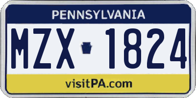 PA license plate MZX1824