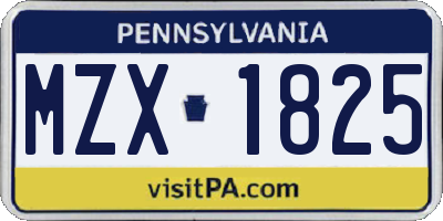 PA license plate MZX1825