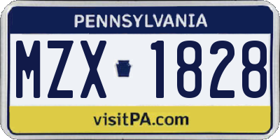 PA license plate MZX1828