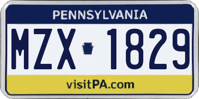 PA license plate MZX1829