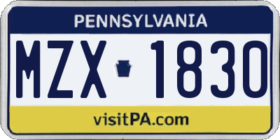PA license plate MZX1830