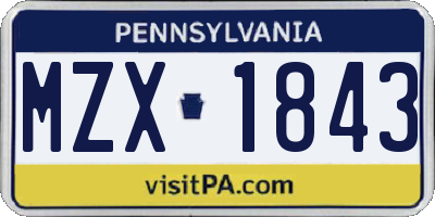 PA license plate MZX1843