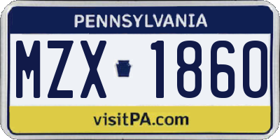 PA license plate MZX1860
