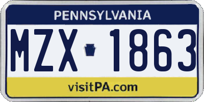 PA license plate MZX1863