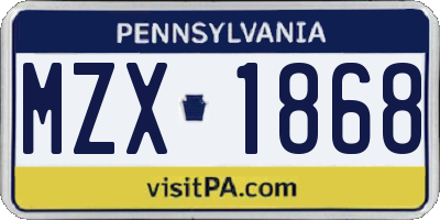 PA license plate MZX1868