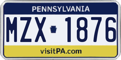 PA license plate MZX1876