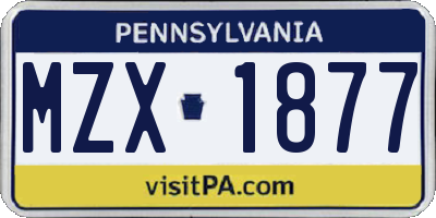 PA license plate MZX1877