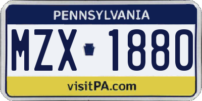 PA license plate MZX1880