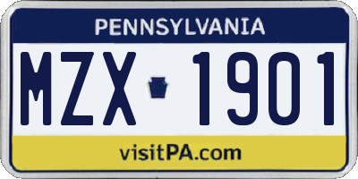 PA license plate MZX1901