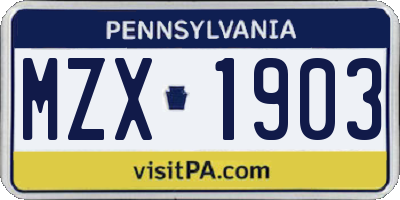 PA license plate MZX1903