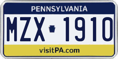 PA license plate MZX1910