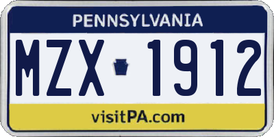PA license plate MZX1912