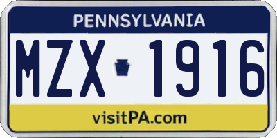 PA license plate MZX1916