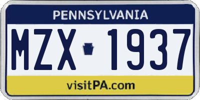 PA license plate MZX1937