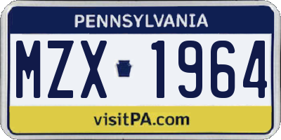 PA license plate MZX1964