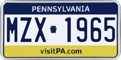 PA license plate MZX1965