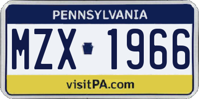 PA license plate MZX1966