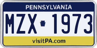 PA license plate MZX1973