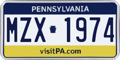 PA license plate MZX1974