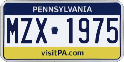 PA license plate MZX1975
