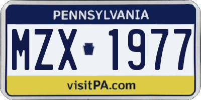 PA license plate MZX1977