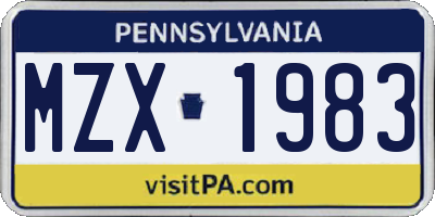 PA license plate MZX1983