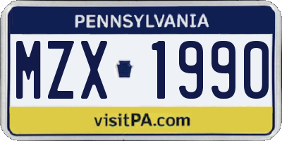 PA license plate MZX1990