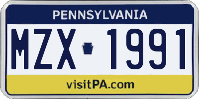 PA license plate MZX1991