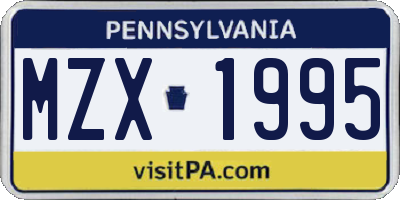 PA license plate MZX1995