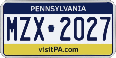 PA license plate MZX2027
