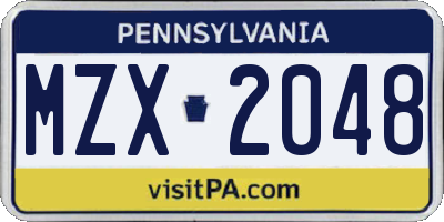 PA license plate MZX2048