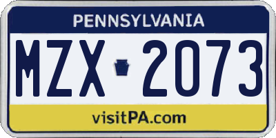 PA license plate MZX2073