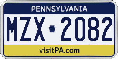 PA license plate MZX2082
