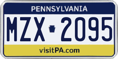 PA license plate MZX2095