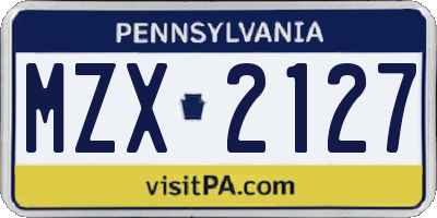PA license plate MZX2127