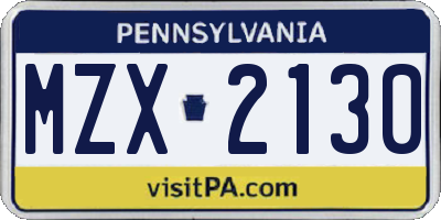 PA license plate MZX2130